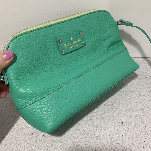 Kate Spade New York Hannah Crossbody Shoulder Bag Medium Green Leather Purse - Picture 6 of 15
